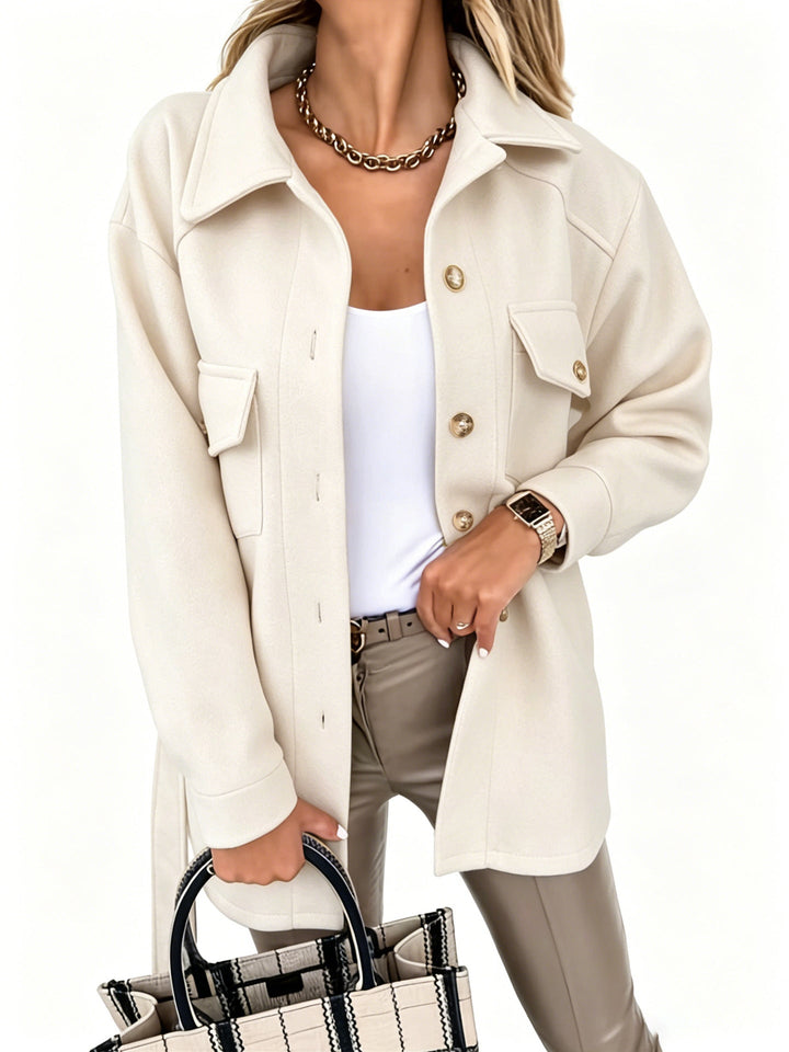 Dam oversize skjortjacka med Flap fickor