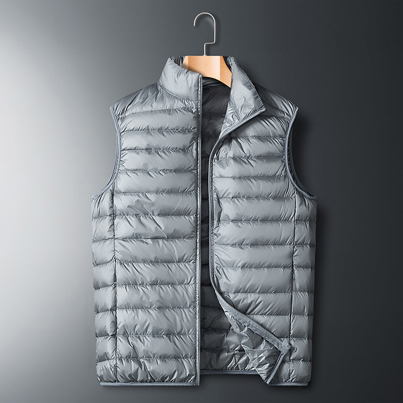 Herr Ultralight Packable Dun Imitation Quiltad Väst med Stående Krage