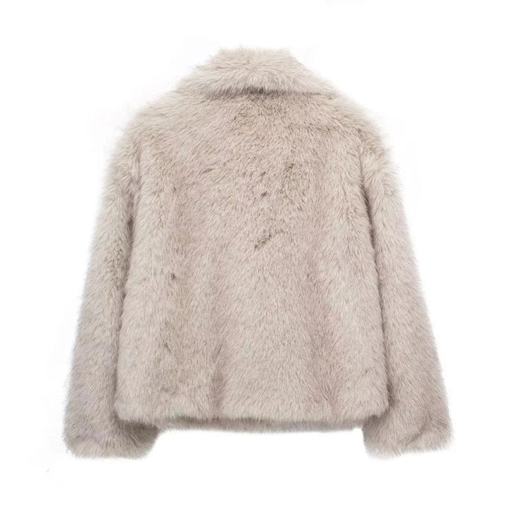 | Dam Kort Faux-Fur Jacka med Large Krage