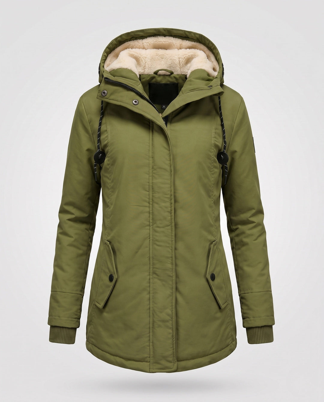 Dam Fodrad Parka med Teddy Foder, Huva och Dragsko