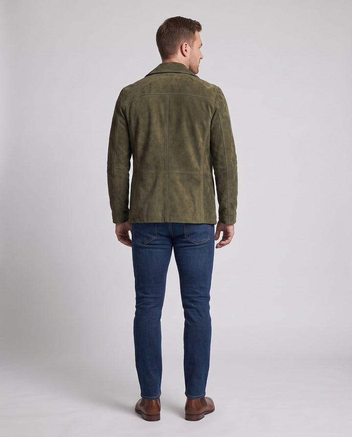 Herr double-breasted mocka jacka med notched lapels