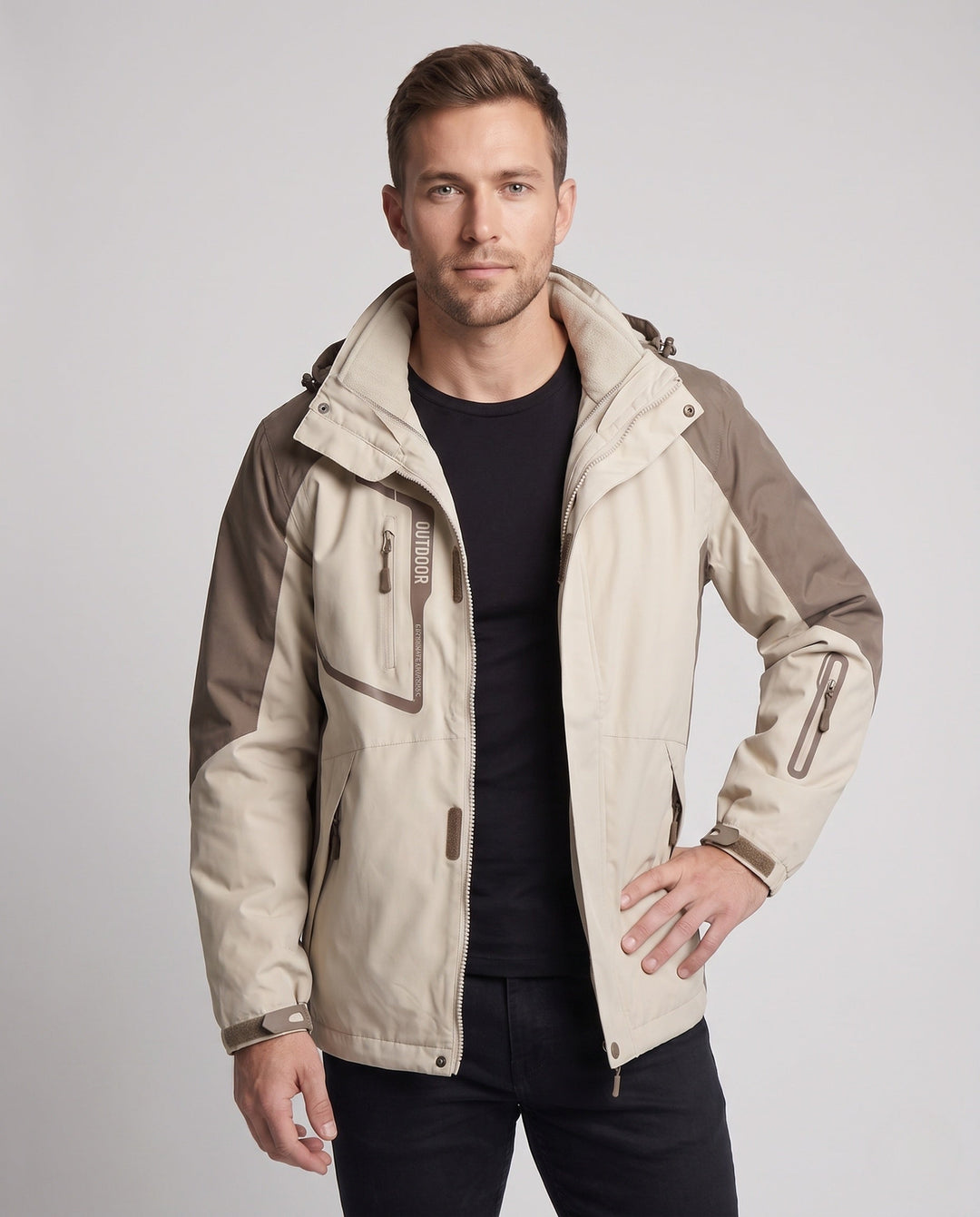 Dam 3-i-1 Outdoor Jacka med Removable Fleece Inner Jacka och Multifunctional Fickor