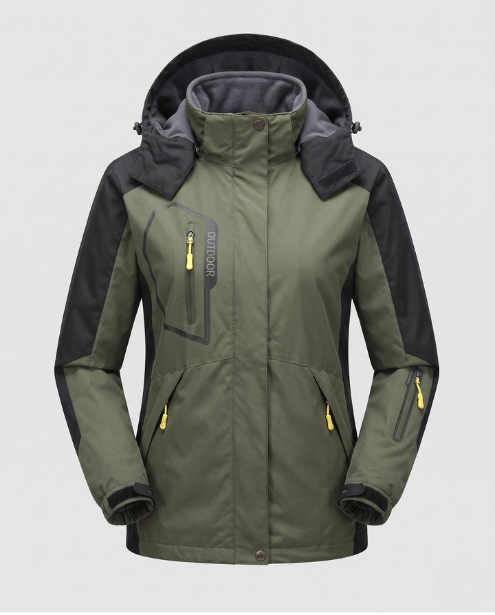 Dam 3-i-1 Outdoor Jacka med Removable Fleece Inner Jacka och Multifunctional Fickor