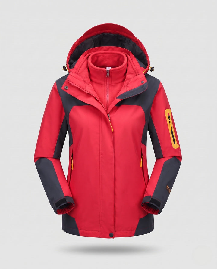 Dam Two-Piece Outdoor Jacka med Removable Fleece Inner Jacka, Wind och Water-Repellent Softshell Outer Layer och Huva