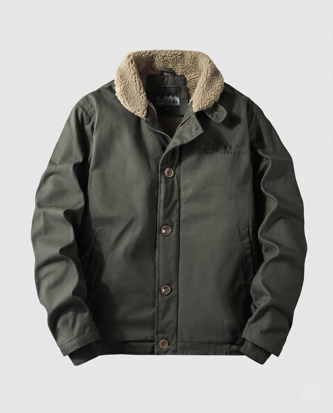 Herr Canvas Pilot Blouson med Sherpa Krage och värm Teddy fleecefoder