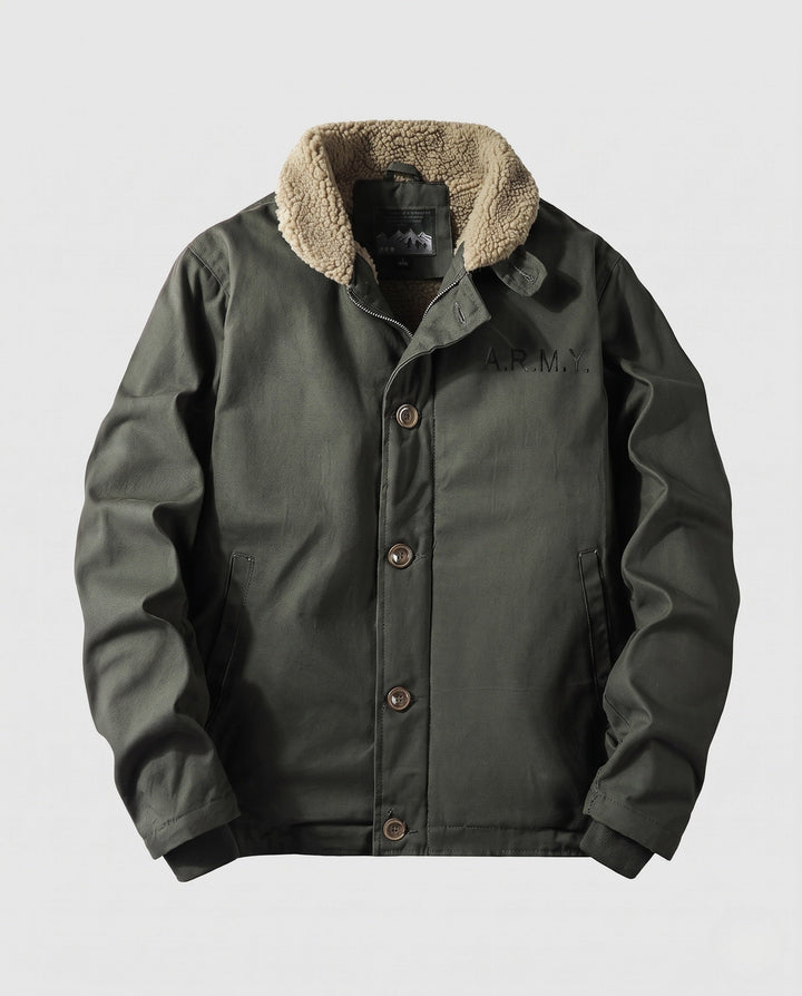 Herr Canvas Pilot Blouson med Sherpa Krage och värm Teddy fleecefoder