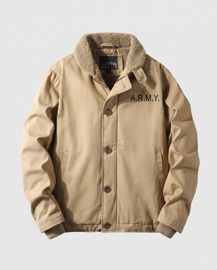 Herr Canvas Pilot Blouson med Sherpa Krage och värm Teddy fleecefoder
