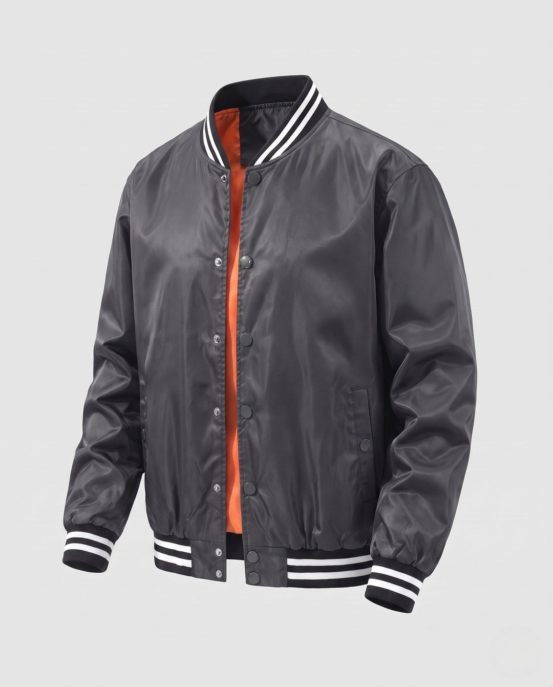 Herr college blouson med quiltad värmande foder och contrasting ribbad krage