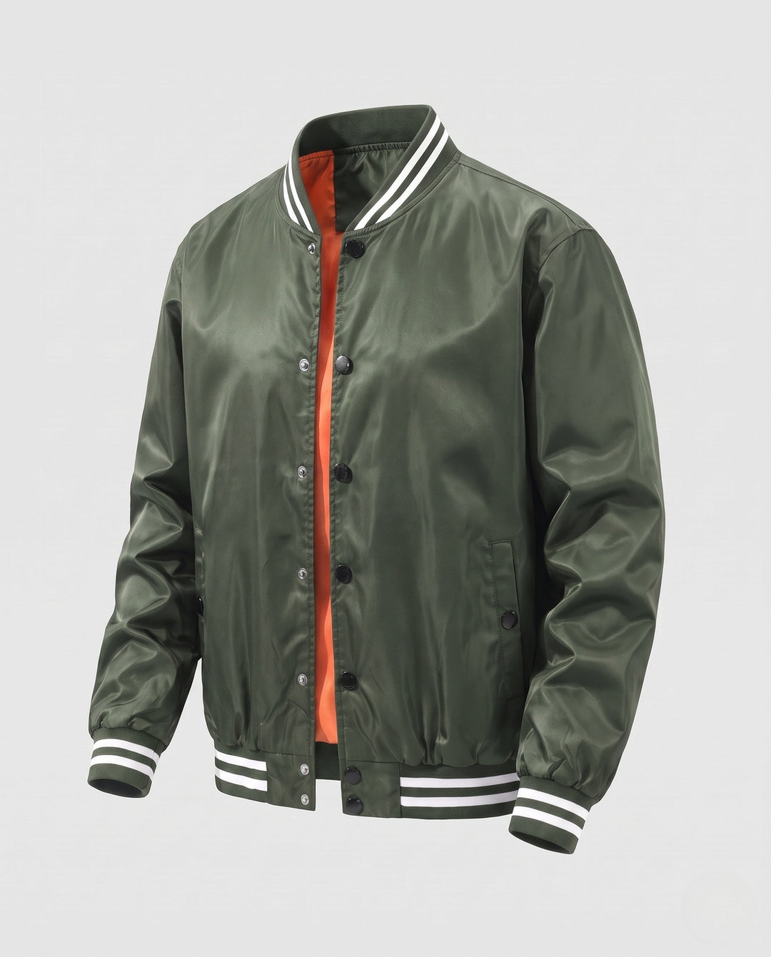 Herr college blouson med quiltad värmande foder och contrasting ribbad krage