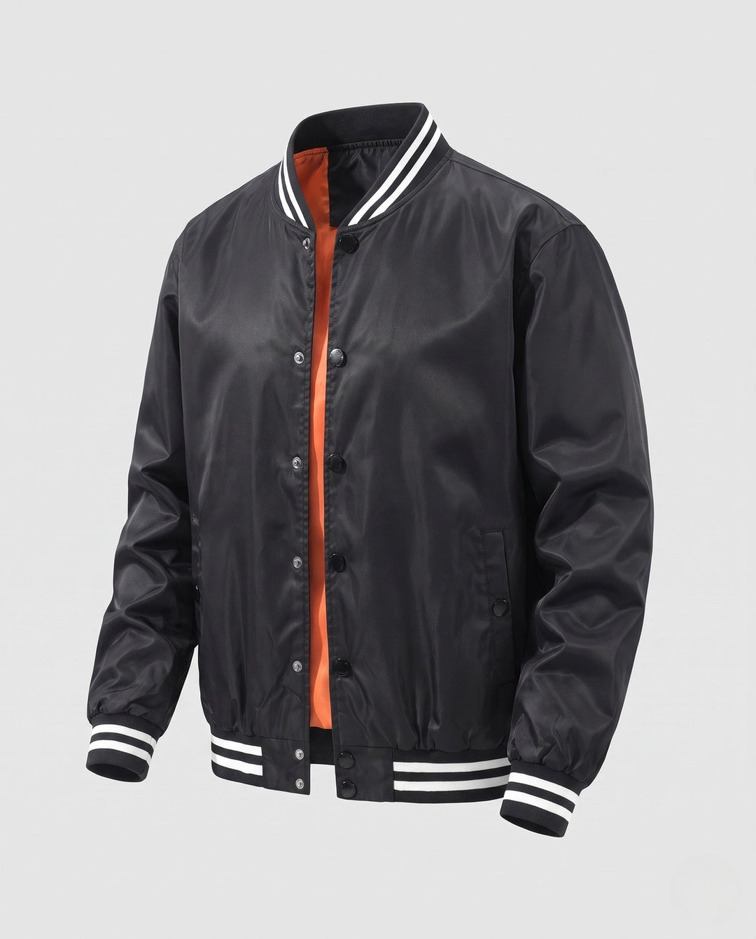 Herr college blouson med quiltad värmande foder och contrasting ribbad krage