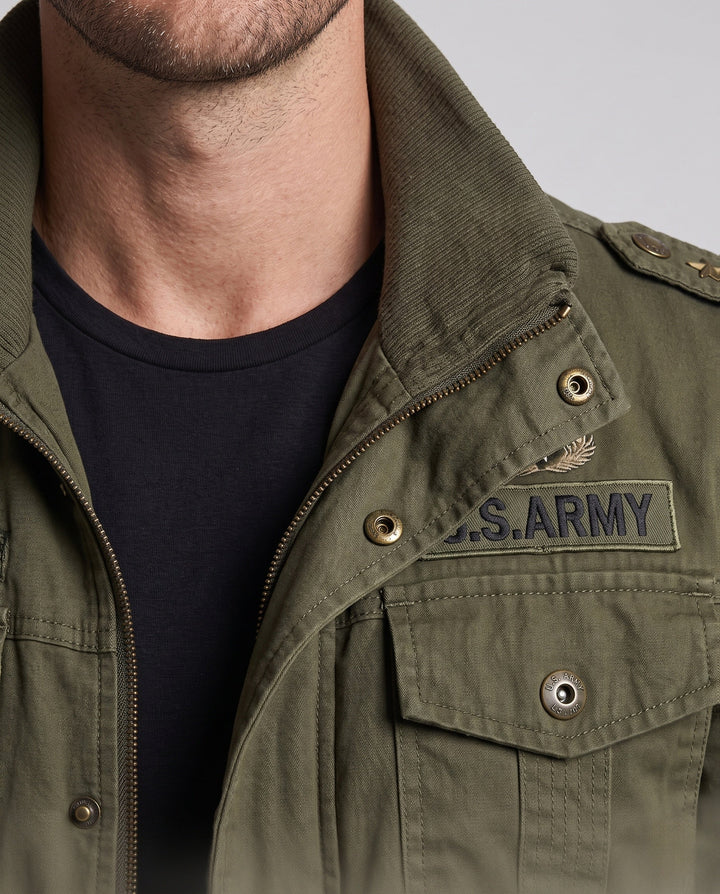 Herr Lined Canvas fältjacka i Militär Worker Stil med Teddy Fleece Krage
