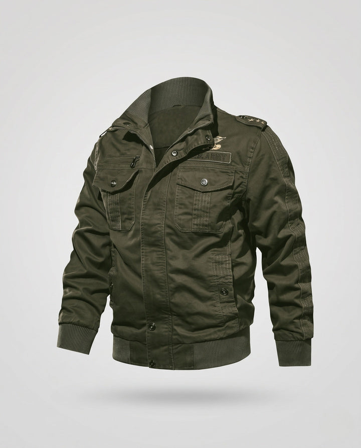 Herr Lined Canvas fältjacka i Militär Worker Stil med Teddy Fleece Krage