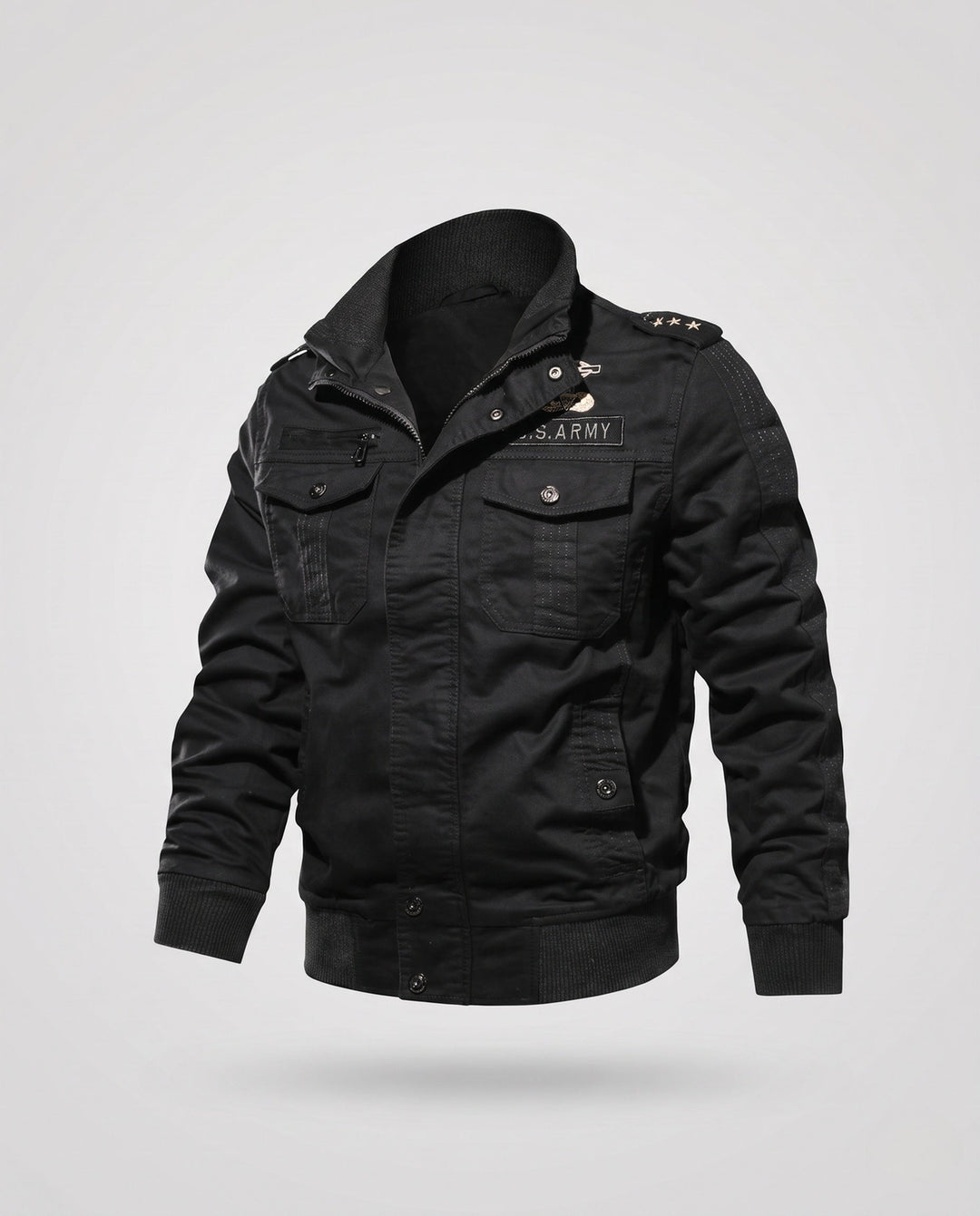 Herr Lined Canvas fältjacka i Militär Worker Stil med Teddy Fleece Krage