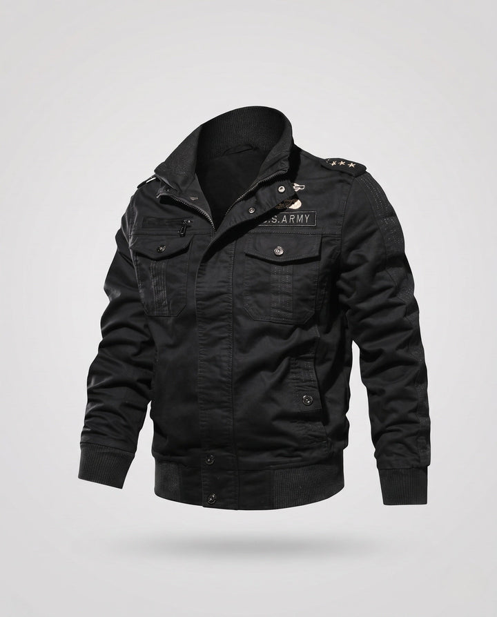 Herr Lined Canvas fältjacka i Militär Worker Stil med Teddy Fleece Krage