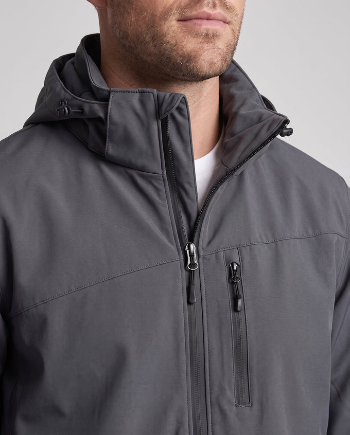 Herr lätt ventilerande softshell utomhusjacka med huva och vattenavvisande membran