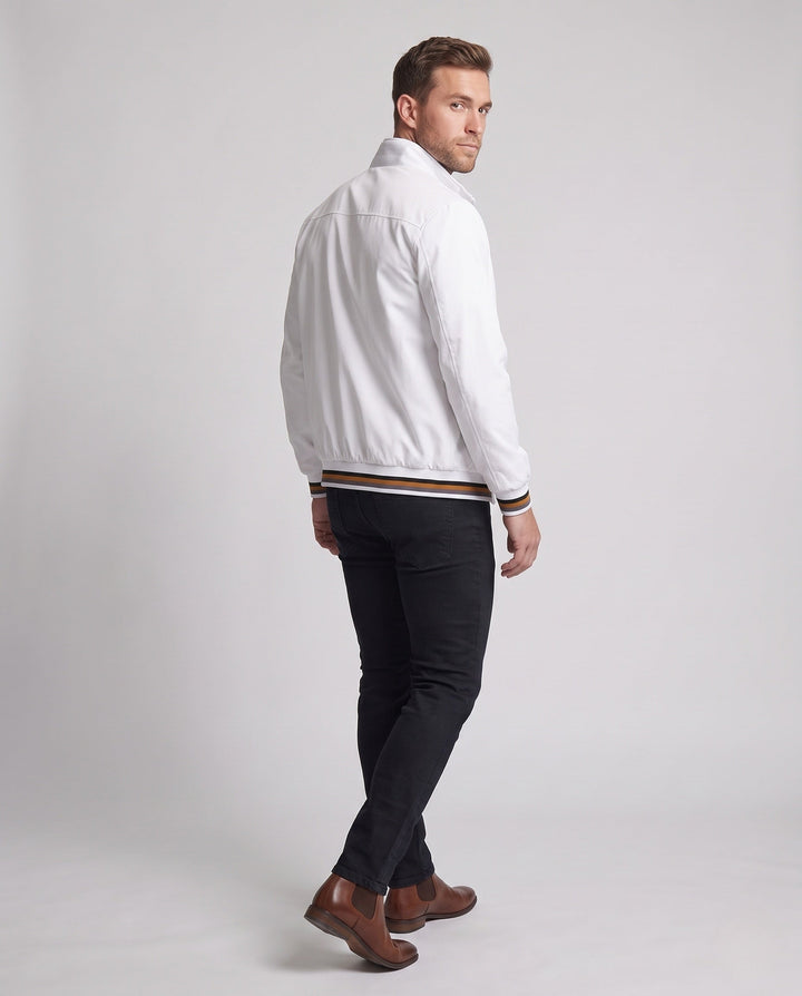 Herr lätt nylon Bomber med värming värmande foder och randig ribbade muddar