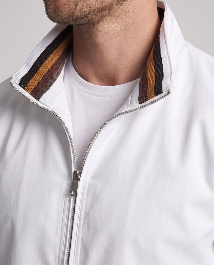 Herr lätt nylon Bomber med värming värmande foder och randig ribbade muddar