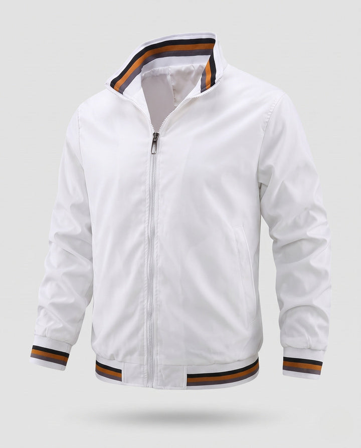 Herr lätt nylon Bomber med värming värmande foder och randig ribbade muddar