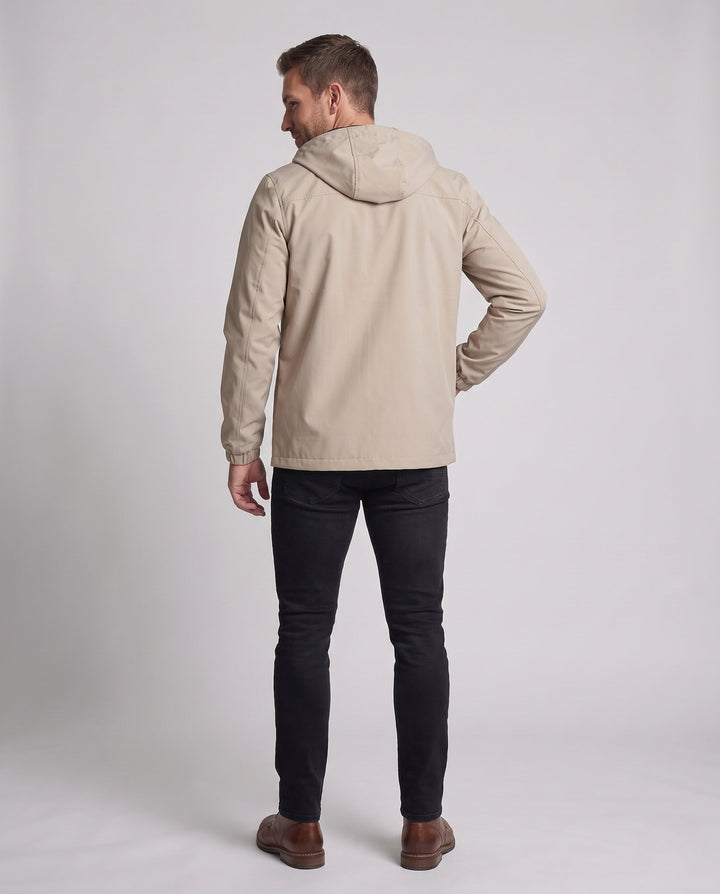 Herr lätt mjuk skal parka med justerbar huva och dragkedja fickor