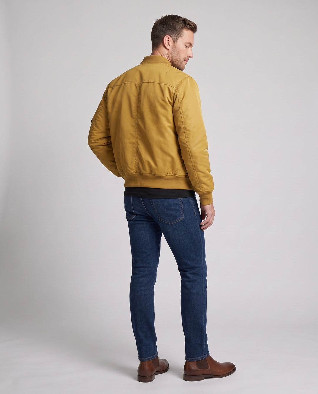 Herr nylon bomberjacka i aviator stil med quiltad termo foder och ärm funktion ficka