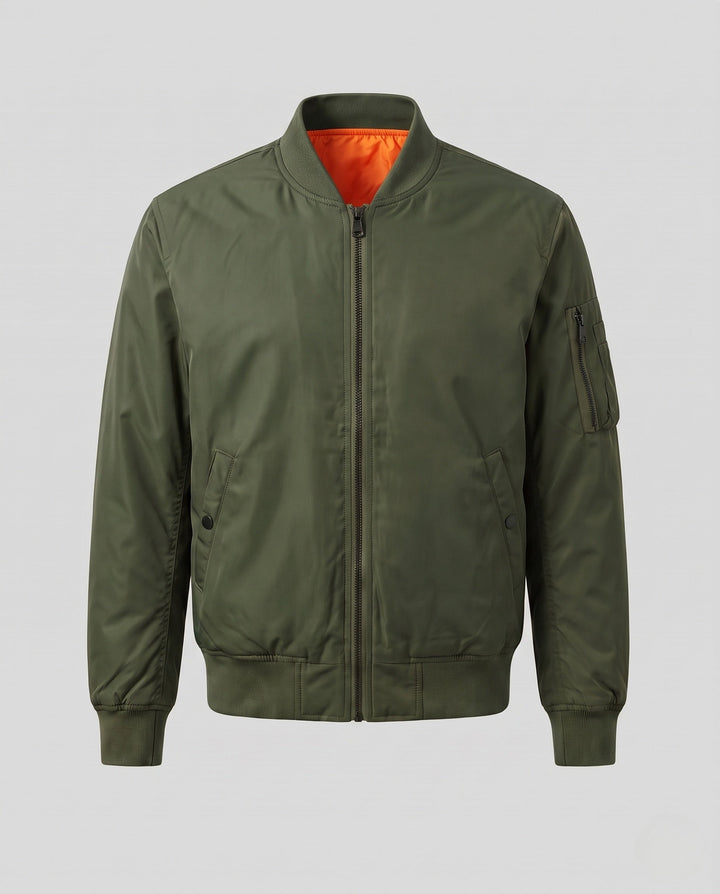 Herr nylon bomberjacka i aviator stil med quiltad termo foder och ärm funktion ficka
