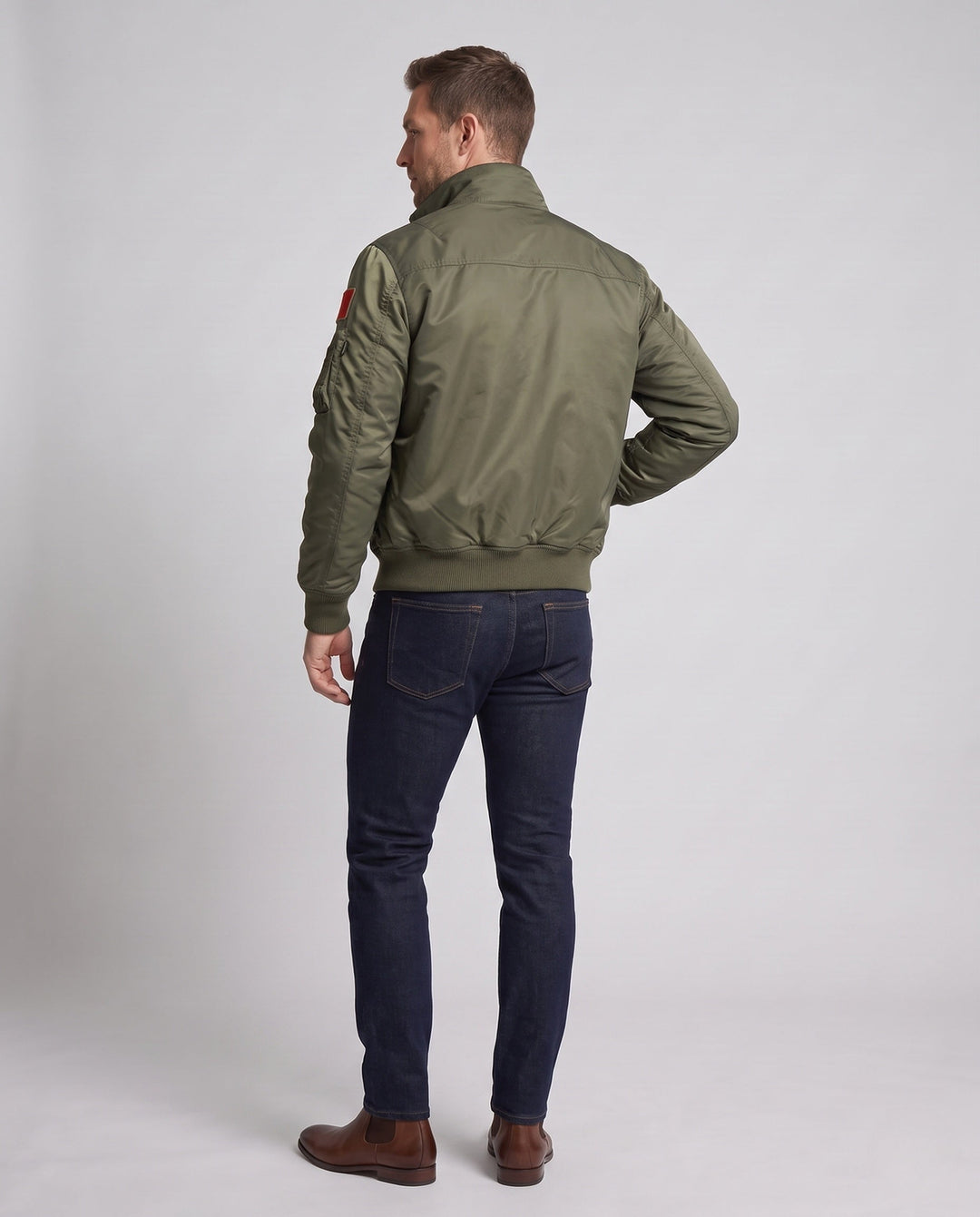 Herr pilot bomberjacka i funktion look med vertikala front fickor med dragkedja