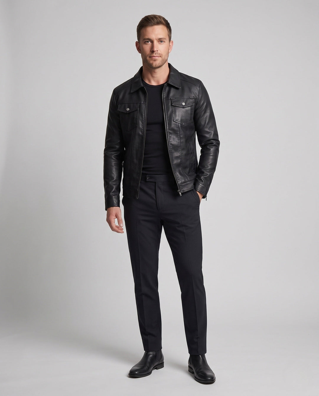 Herr Slim-Fit fuskläder Jacka med värmande foder och Bröst fickor med lock
