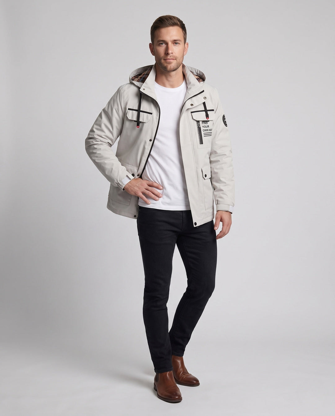 Herr Thermo-Field parka med Fusk Päls Huva och värming Teddy fleecefoder