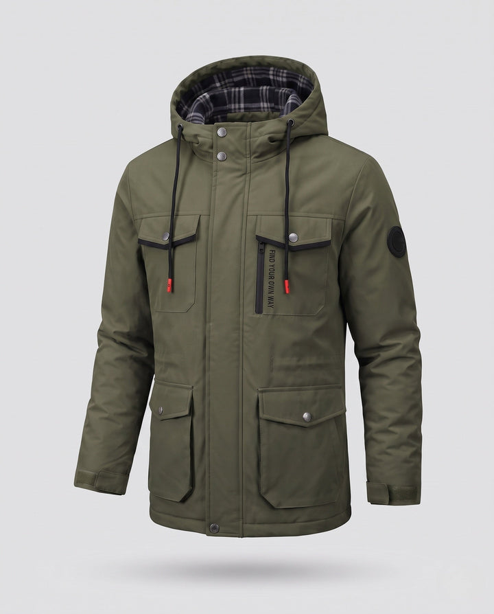 Herr Thermo-Field parka med Fusk Päls Huva och värming Teddy fleecefoder