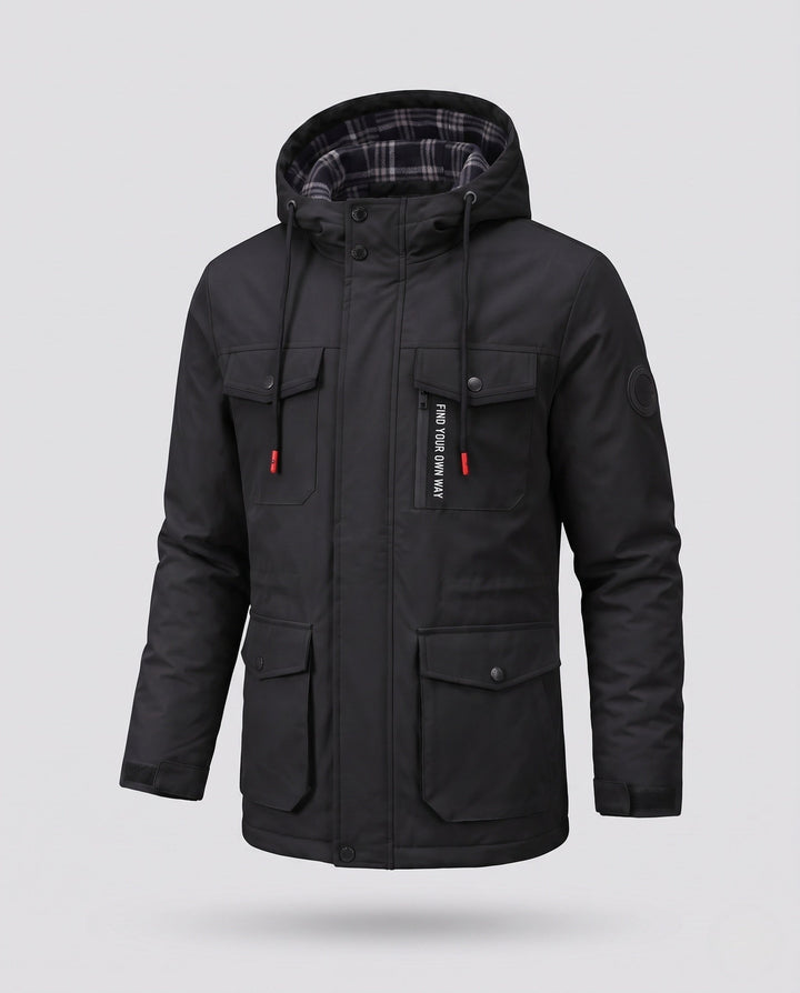 Herr Thermo-Field parka med Fusk Päls Huva och värming Teddy fleecefoder