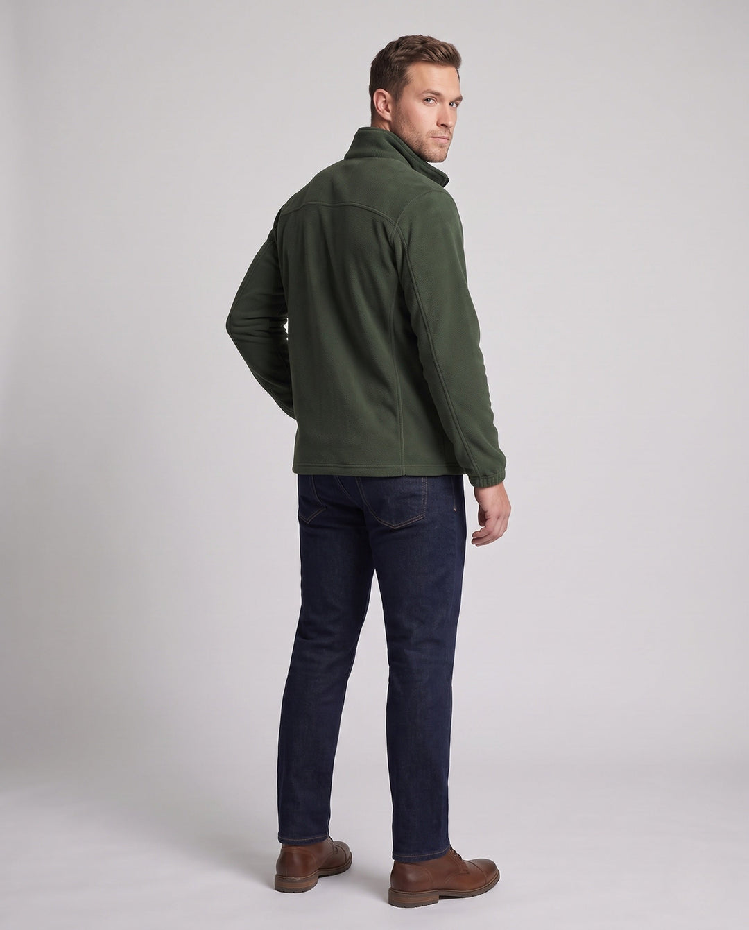 Herr värm fleece jacka med värmande foder, hög krage och fickor med dragkedja