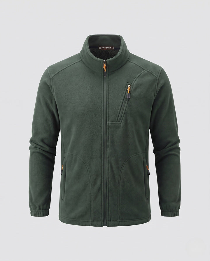 Herr värm fleece jacka med värmande foder, hög krage och fickor med dragkedja