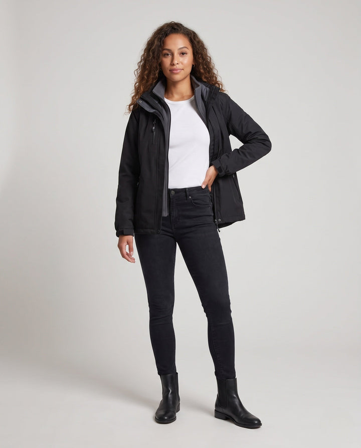 Dam Softshell Parka med Removable Fleece Väst, Vindtät och Andningsbar