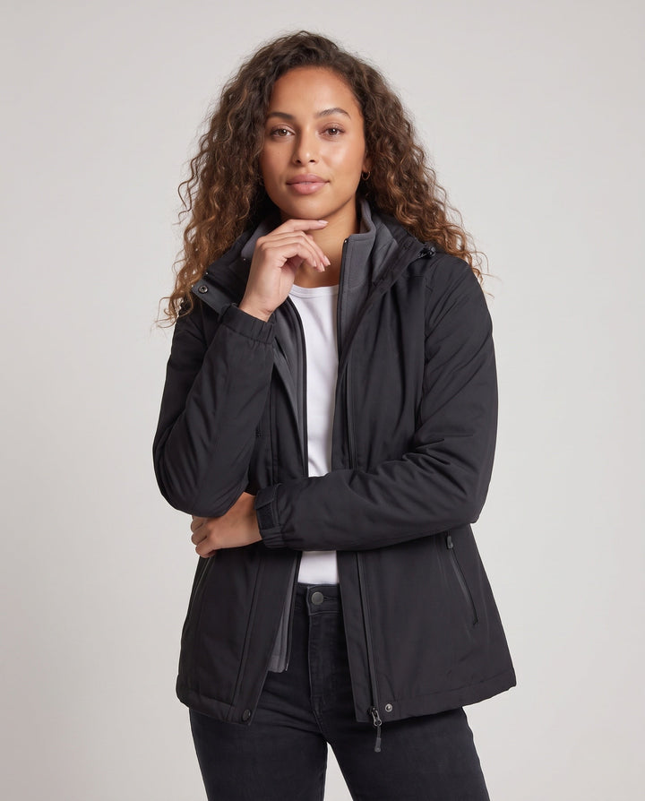 Dam Softshell Parka med Removable Fleece Väst, Vindtät och Andningsbar