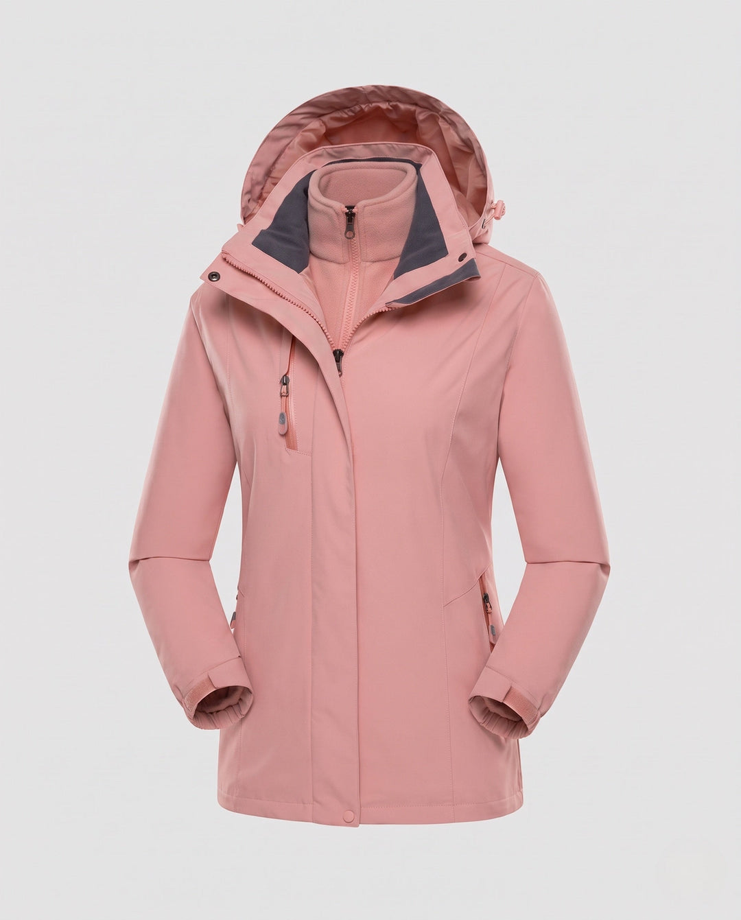 Dam Softshell Parka med Removable Fleece Väst, Vindtät och Andningsbar