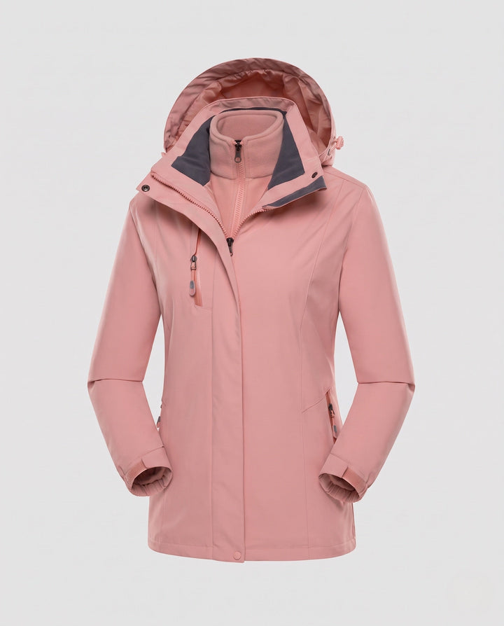 Dam Softshell Parka med Removable Fleece Väst, Vindtät och Andningsbar