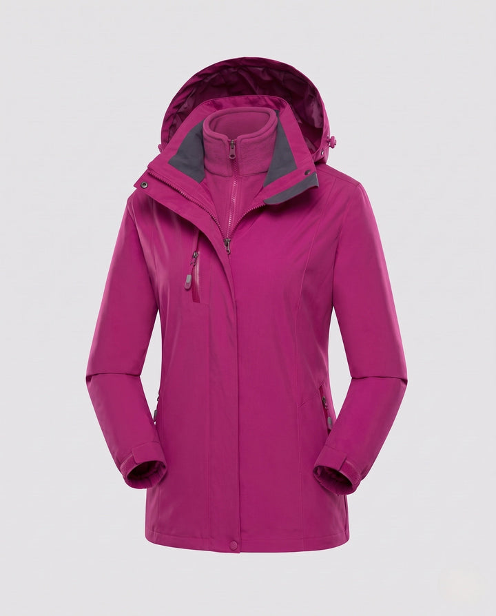 Dam Softshell Parka med Removable Fleece Väst, Vindtät och Andningsbar