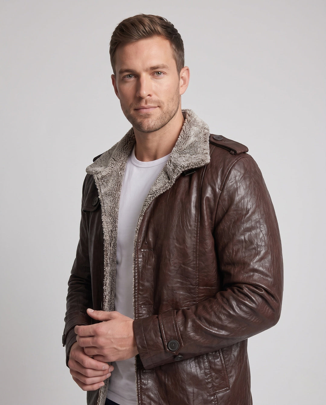Herr fuskläder Pilot Blouson med Sherpa Foder