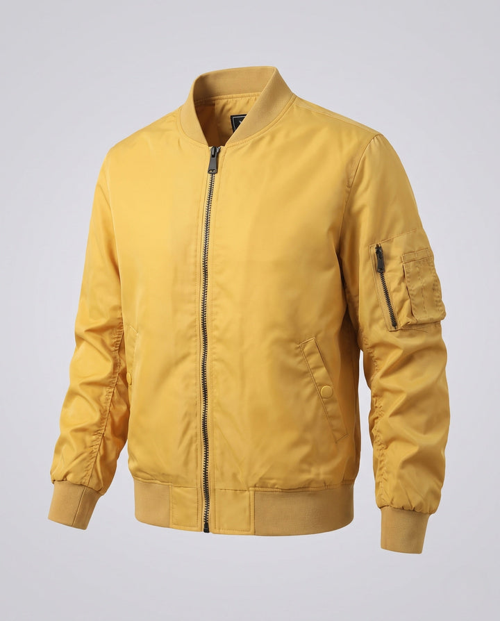 Herr short-cut nylon bomberjacka med funktion ärm ficka och ribbad fåll