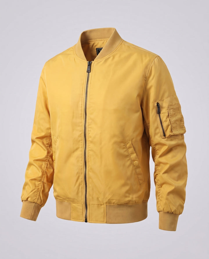 Herr short-cut nylon bomberjacka med funktion ärm ficka och ribbad fåll