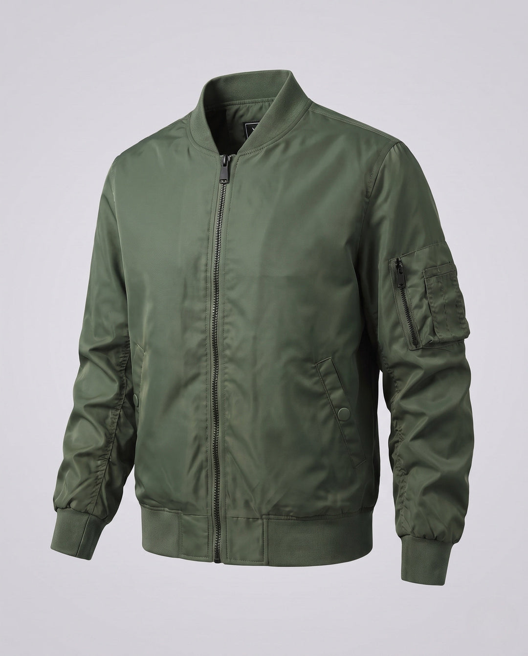 Herr short-cut nylon bomberjacka med funktion ärm ficka och ribbad fåll