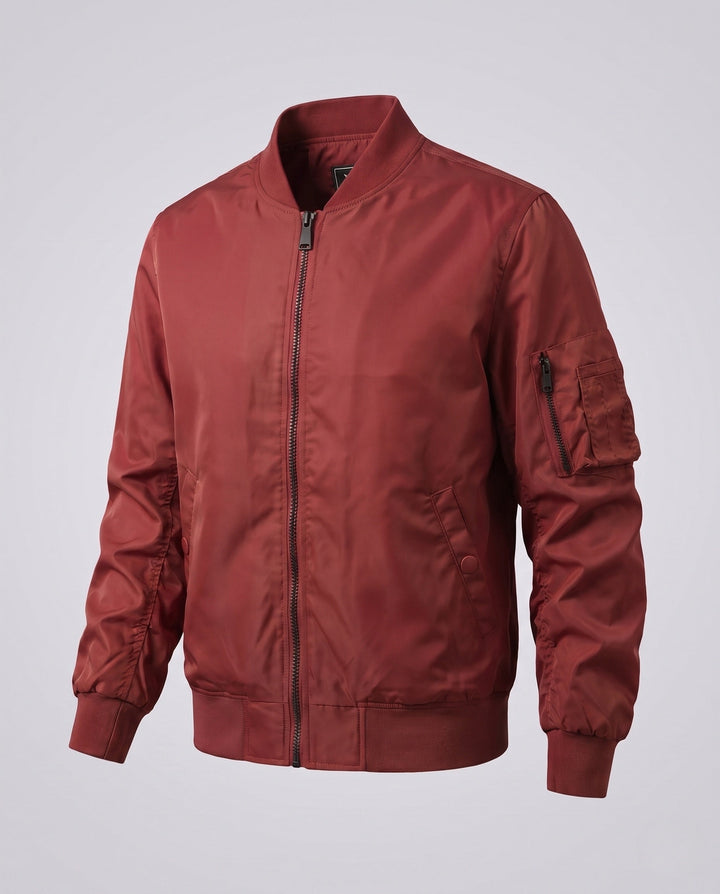 Herr short-cut nylon bomberjacka med funktion ärm ficka och ribbad fåll