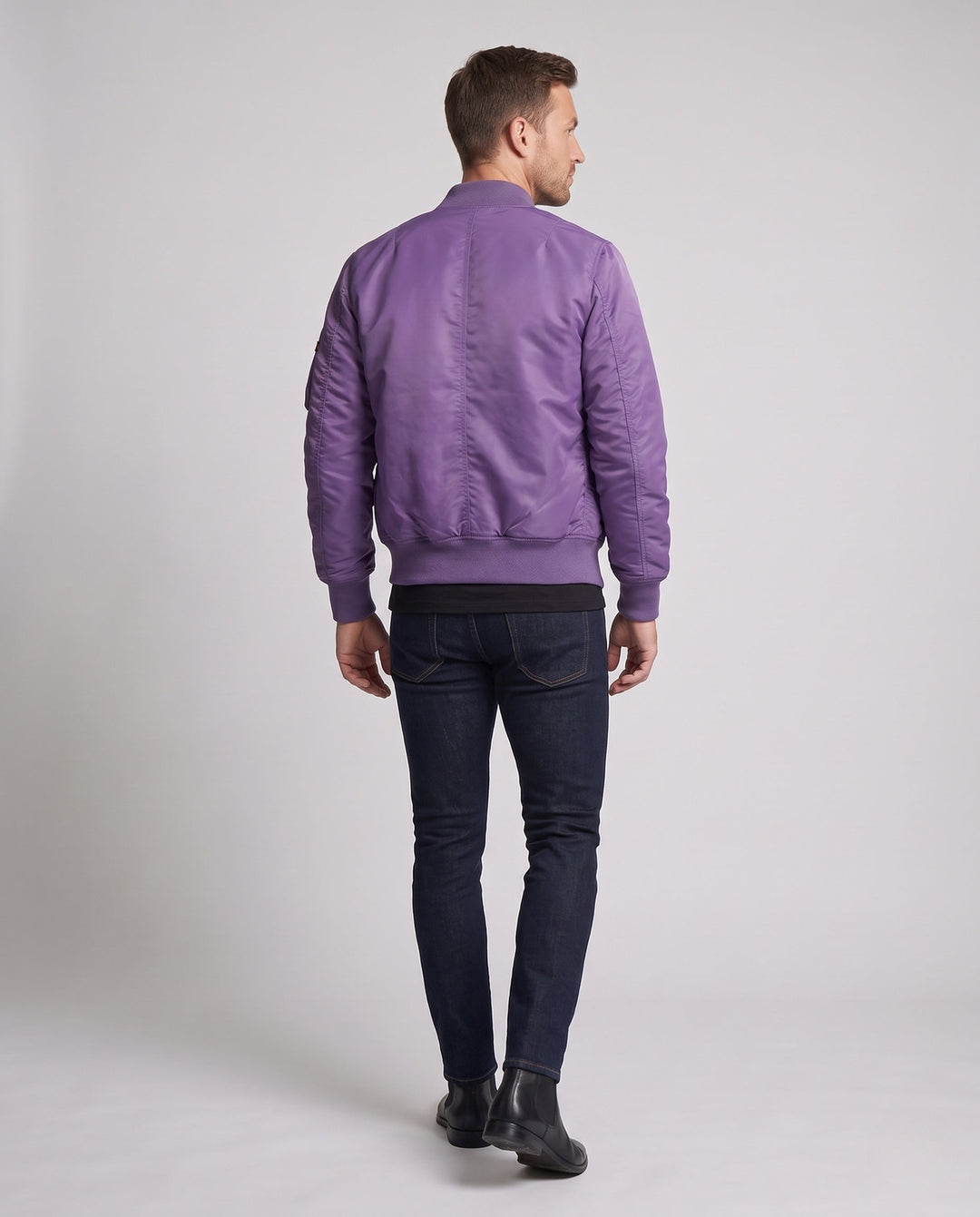 Herr lätt nylon Bomber med Funktion ärm Ficka och Contrasting Invändig Foder