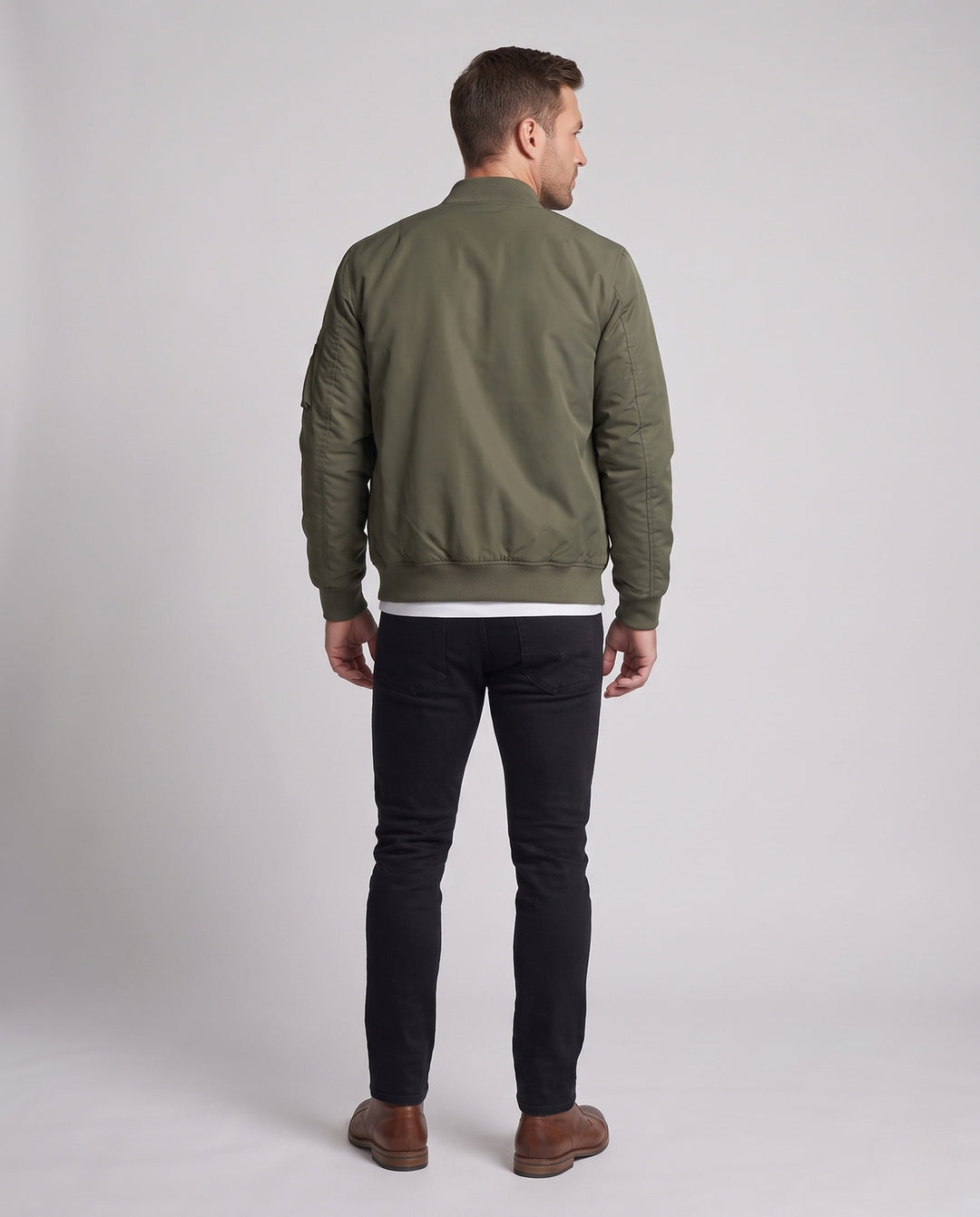 Herr lätt nylon flight bomber med tvåvägs dragkedja och ärm ficka