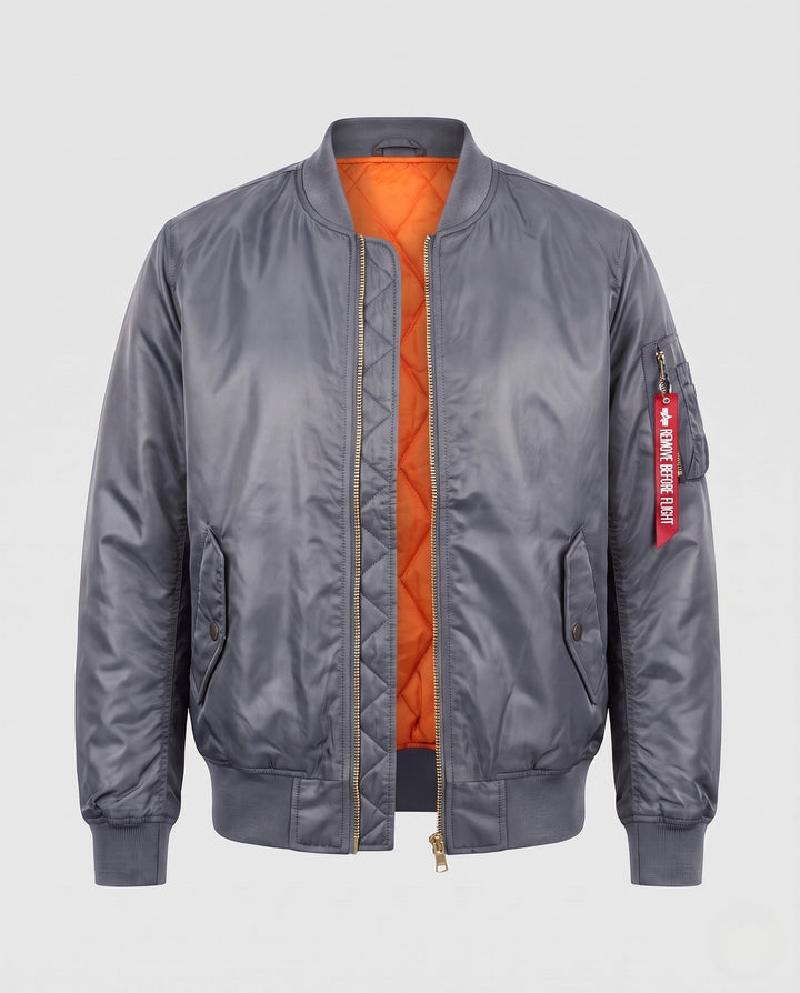 Herr lätt Pilot Blouson med quiltad värmande isolering, ärm funktion ficka, och contrasting innerfoder