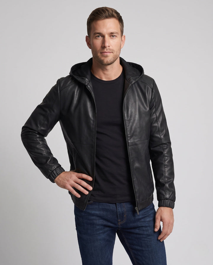 Herr Slim-Fit fuskläder med huva Jacka med Hel Dragkedja och Minimalistisk Design