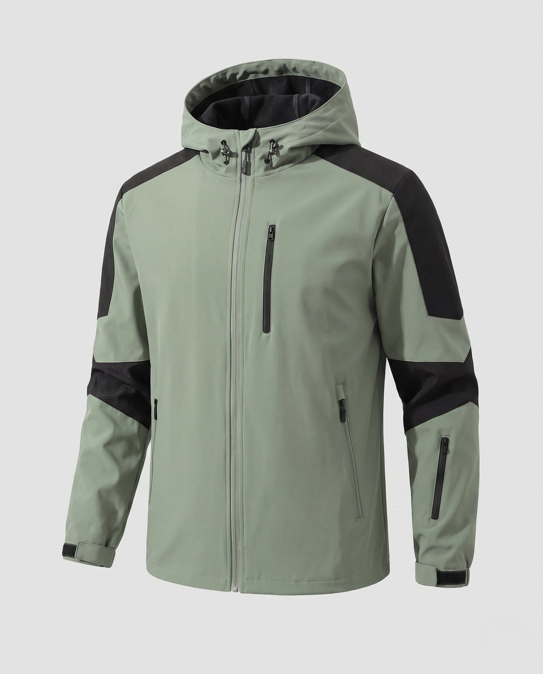 Herr teknisk softshell utomhusjacka med huva, vind- och vattenavvisande membran