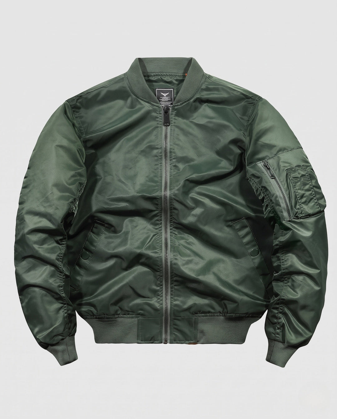 Herr teknisk nylon flight bomber med vadderad invändig, ärm ficka och elastisk ribbade muddar