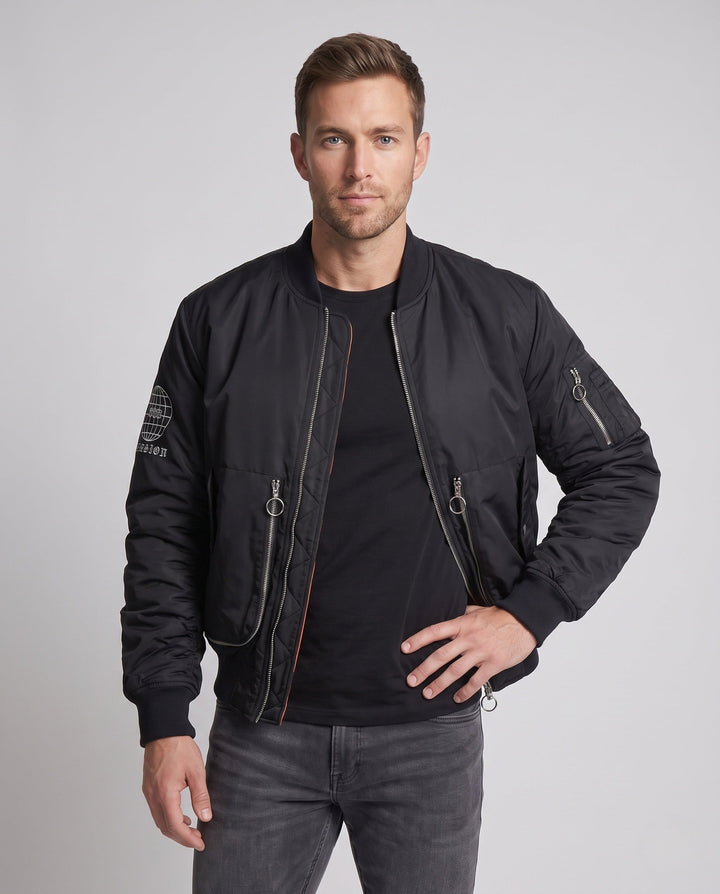 Herr urban Pilot Bomber i MA-Look med Funktion ärm Ficka och Contrasting innerfoder