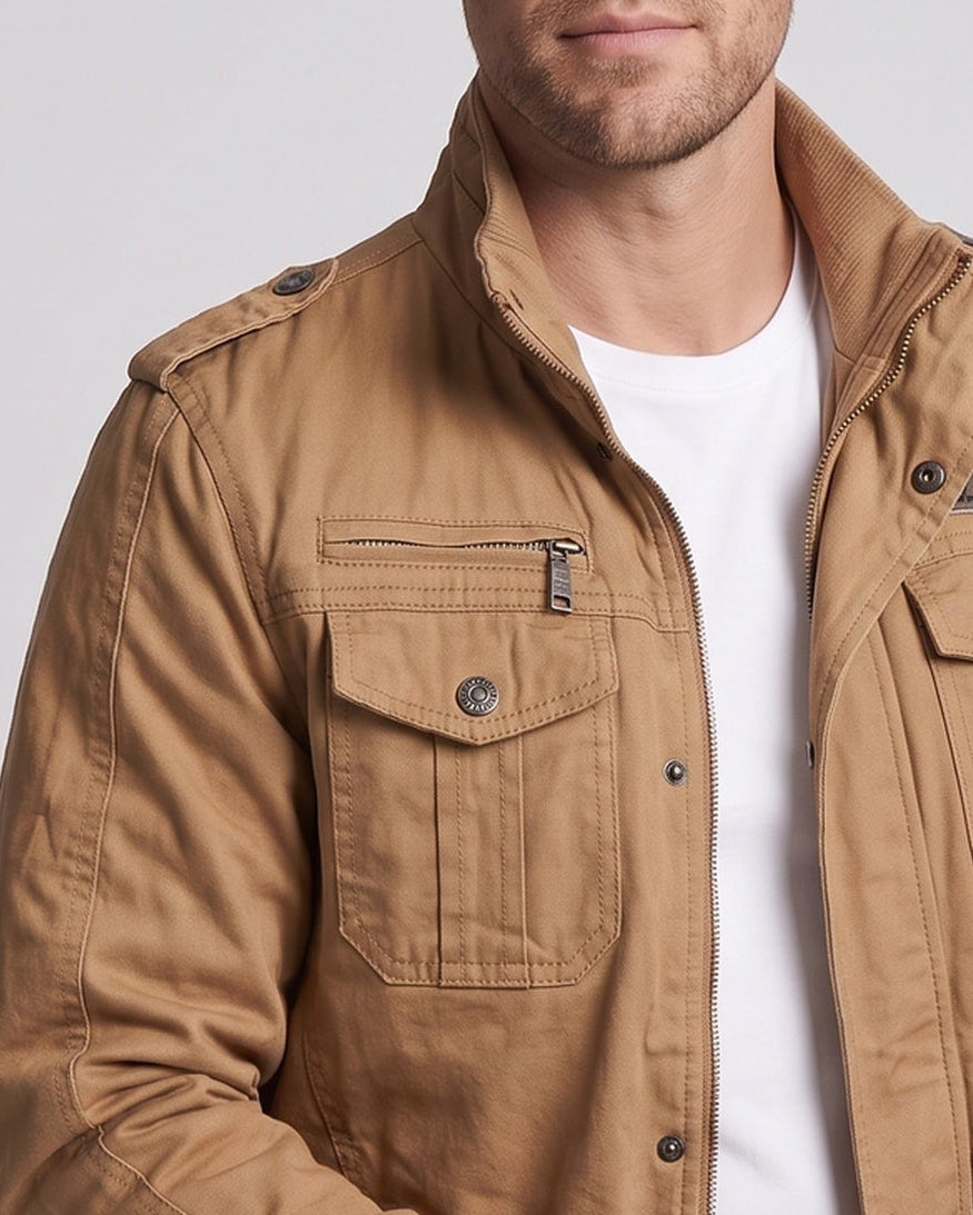 Herr Funktion Canvas Field Blouson med insulating värmande foder och axel epaulettes